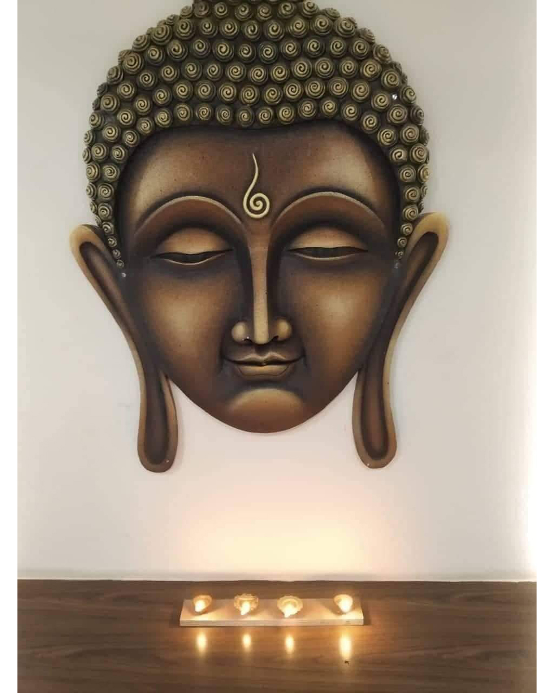 Riddhi Siddhi Art Creations - Dark Wood Head Display Buddha Mural